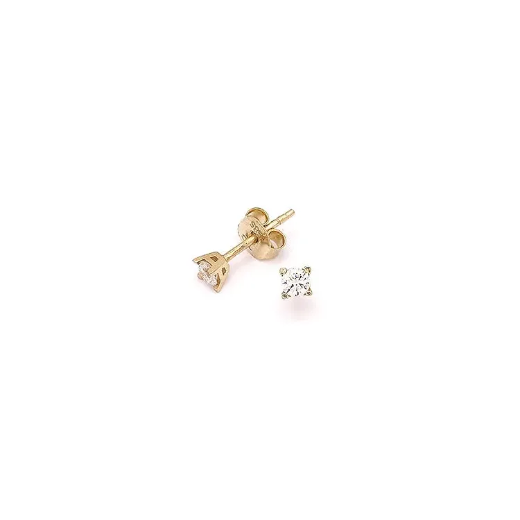 3 mm zirkon örhängestift i 14 karat guld med zirkoner