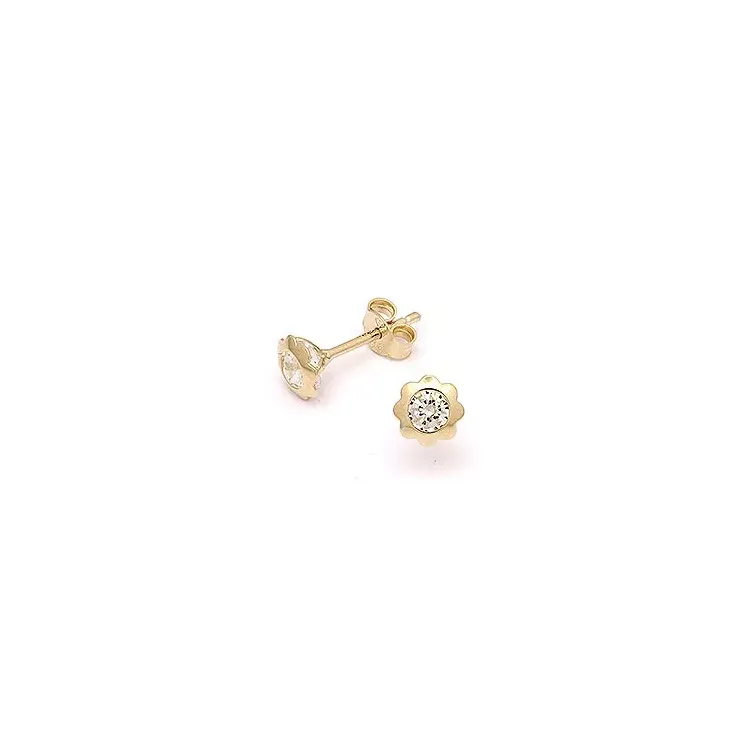 blommor örhängestift i 14 karat guld med 