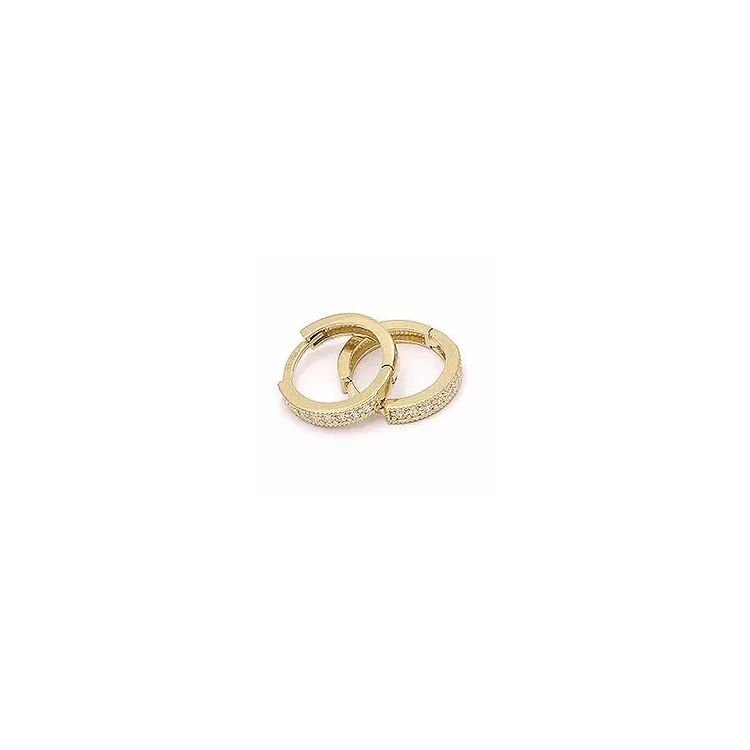 15 mm runda guld creoler i 14 karat guld med zirkon