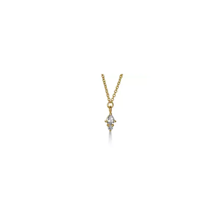 Elegant Kranz och Ziegler zirkon halsband i förgyllt silver vita zirkoner
