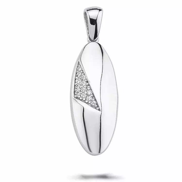 Ovalt zirkon hängen i silver