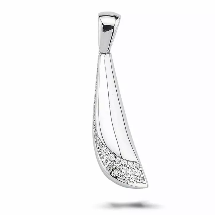 abstrakt zirkon hängen i silver