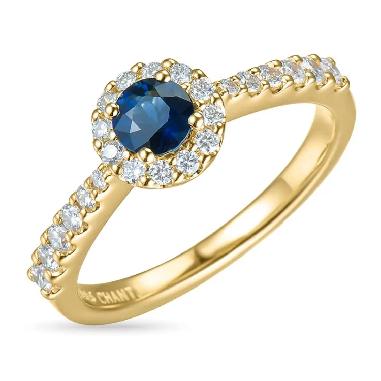 syntetisk safir ring i 9 karat guld