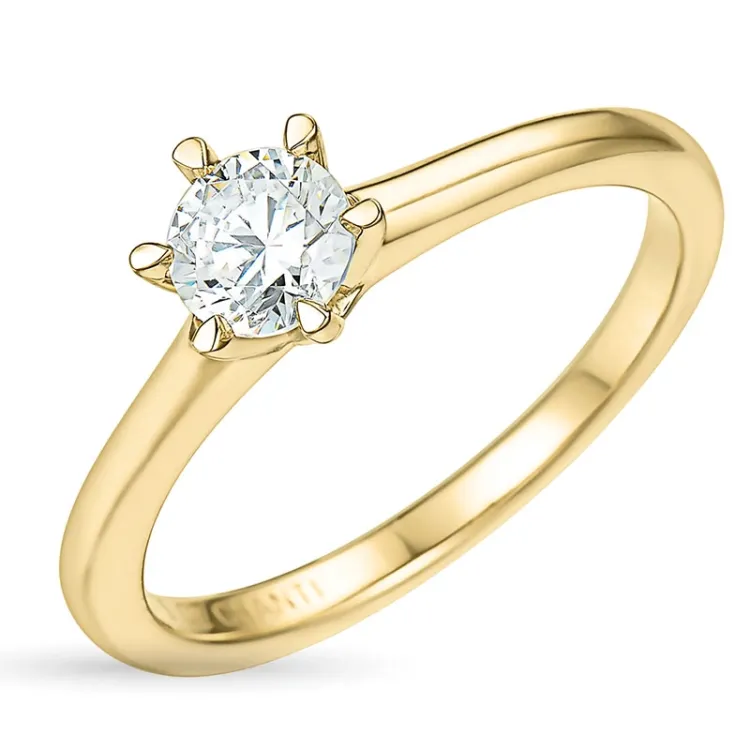 6,0 mm zirkon solitärring i 9 karat guld