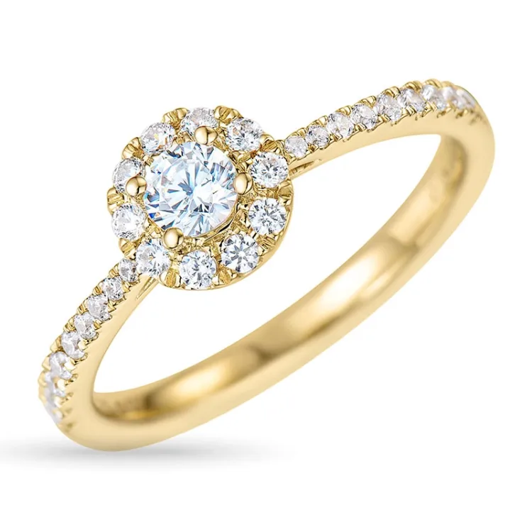 zirkon guldring i 9 karat guld