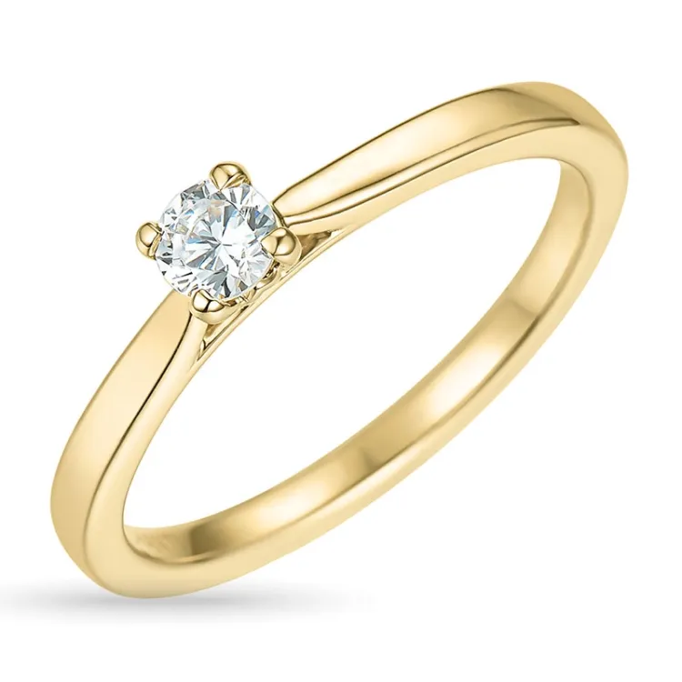 3,5 mm zirkon guldring i 9 karat guld