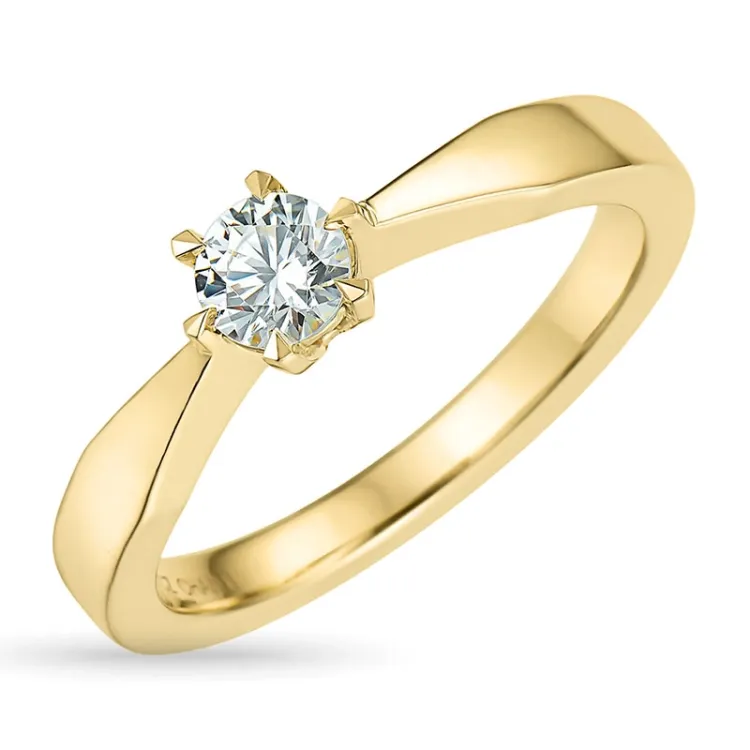5,4 mm zirkon solitärring i 9 karat guld