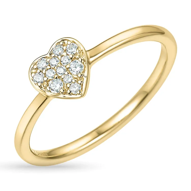 hjärta zirkon guldring i 9 karat guld