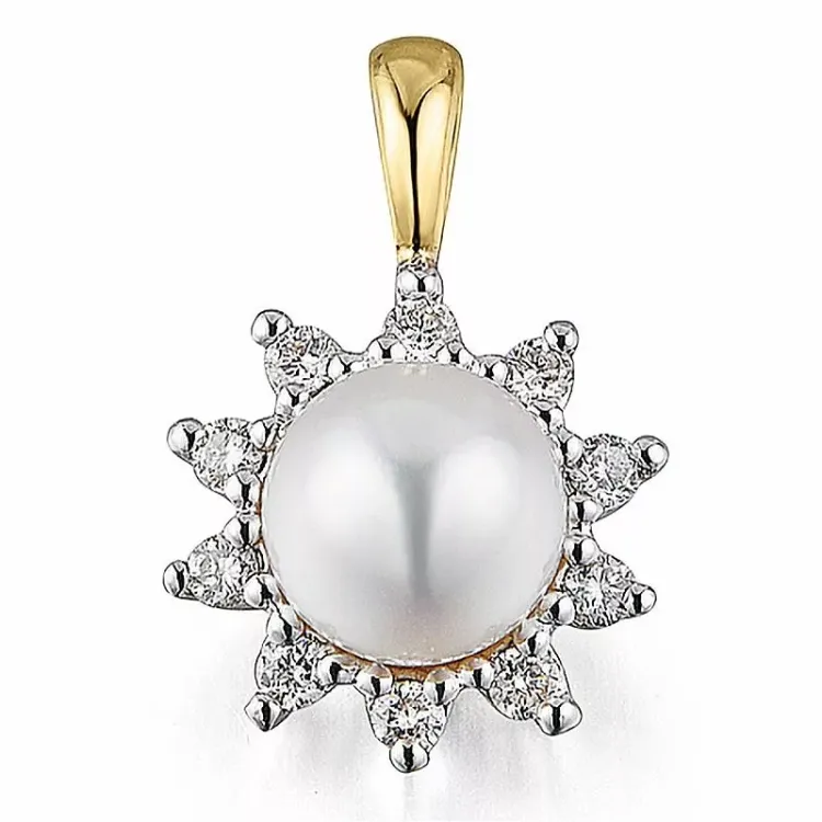 blommor diamantberlocker i 14  carat guld- och vitguld 0,13 ct