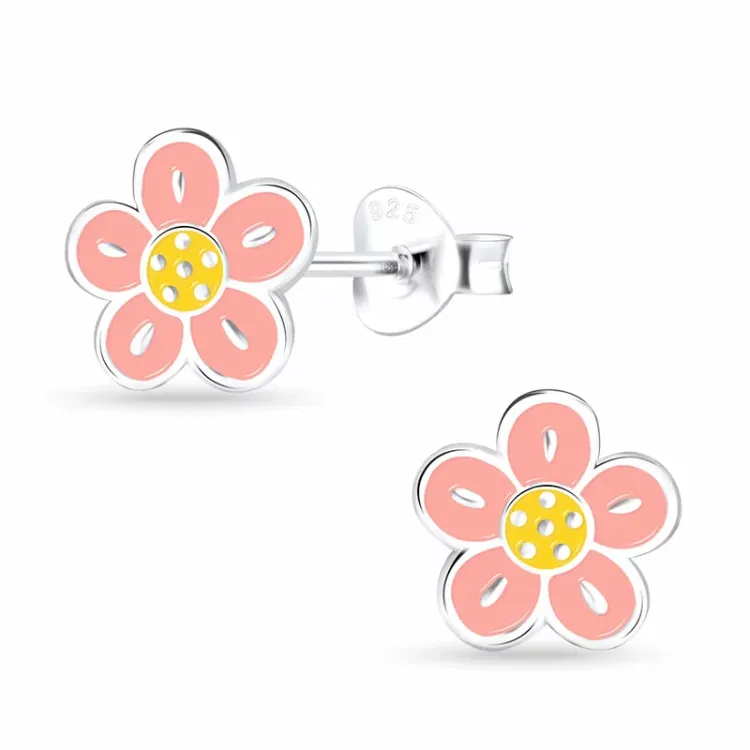 blommor emalj barnörhängen i silver - Little Ones
