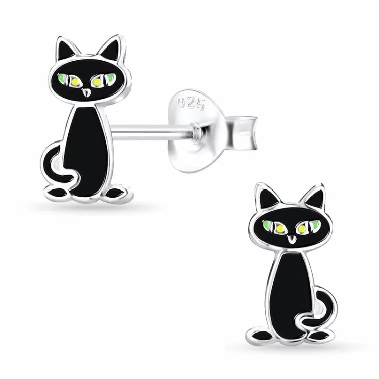 katter barnörhängen i silver - Little Ones