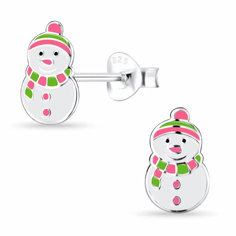 snögubbe barnörhängen i silver - Little Ones