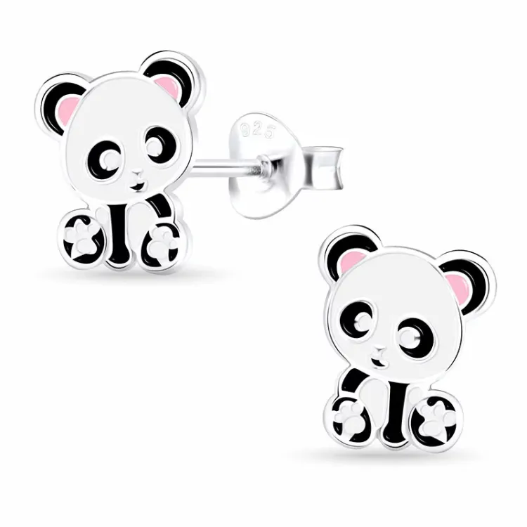 panda barnörhängen i silver - Little Ones