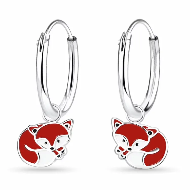 12 mm räv barnörhängen i silver - Little Ones