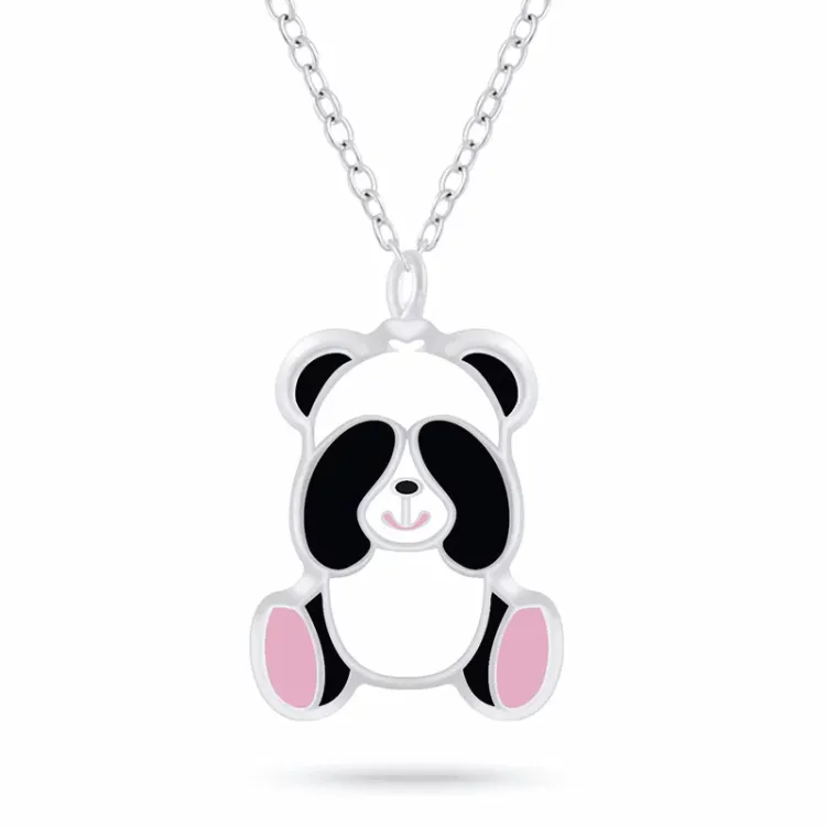 panda halsband i silver med hängen i silver - Little Ones