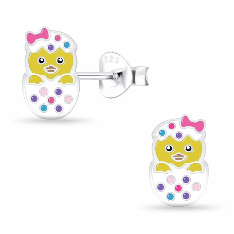 Kyckling barnörhängen i silver - Little Ones