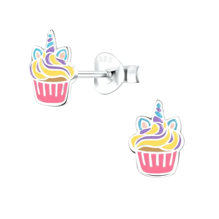 cup cake barnörhängen i silver - Little Ones