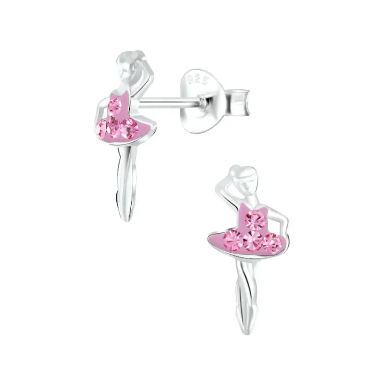 ballerina kristal barnörhängen i silver - Little Ones