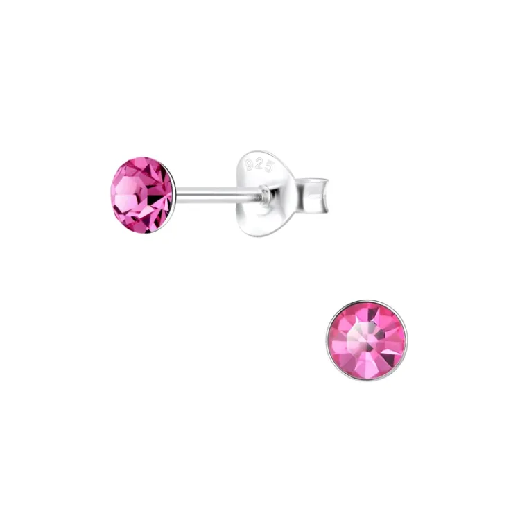 4 mm kristal örhängestift i silver - Little Ones