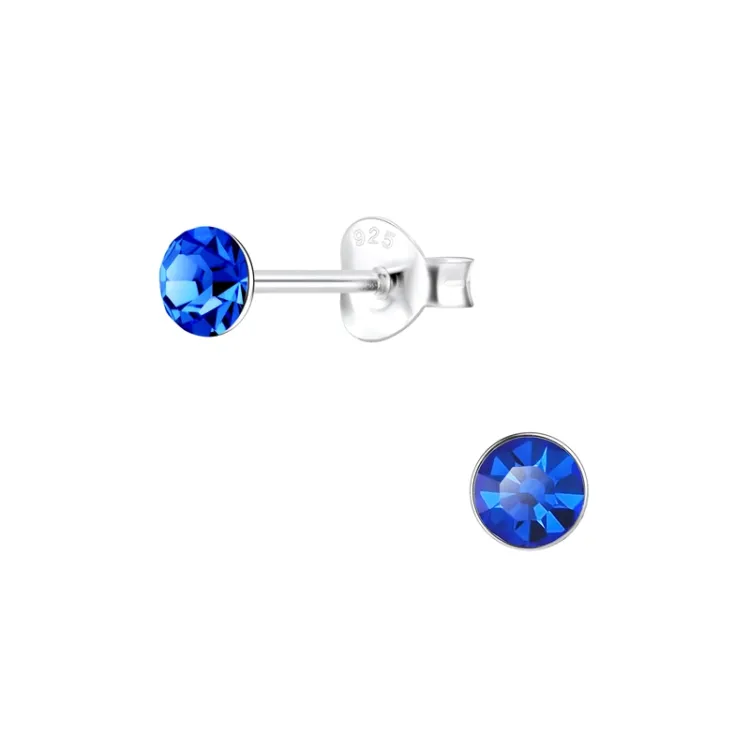 4 mm kristal örhängestift i silver - Little Ones