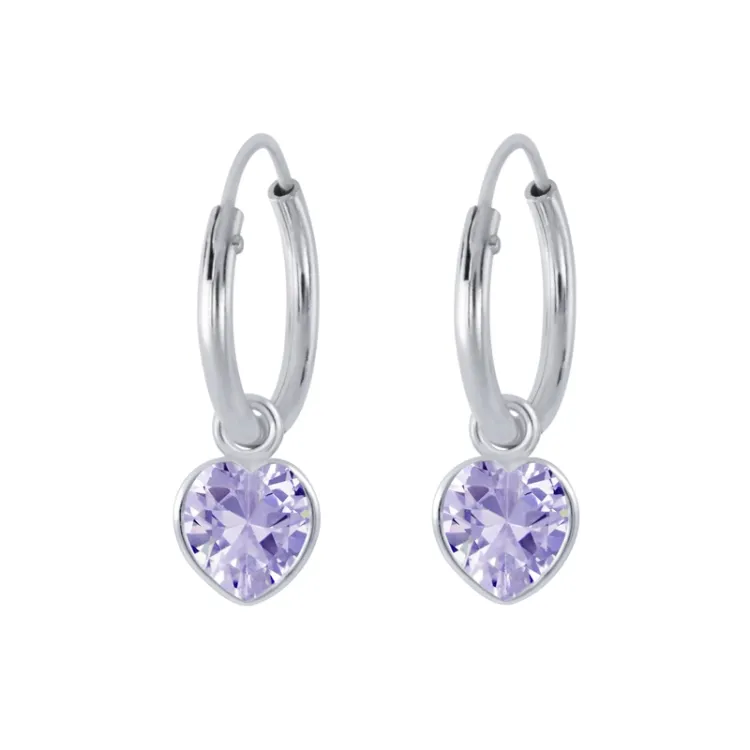 12 mm lavendelfärgat zirkon creol i silver - Little Ones
