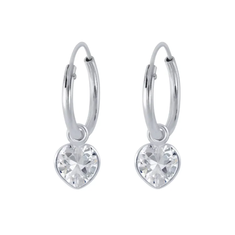 12 mm hjärta zirkon creol i silver - Little Ones
