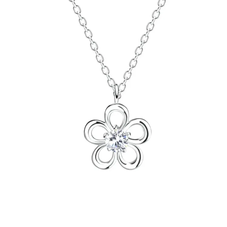 blommor halskedja med berlocker i silver - Little Ones