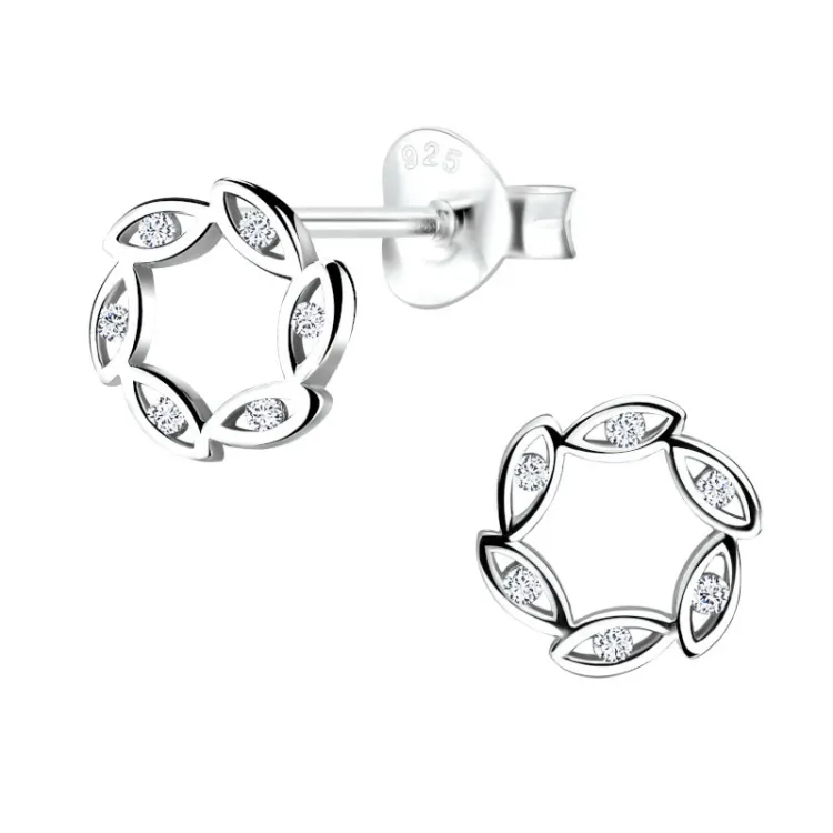 zirkon örhängestift i silver