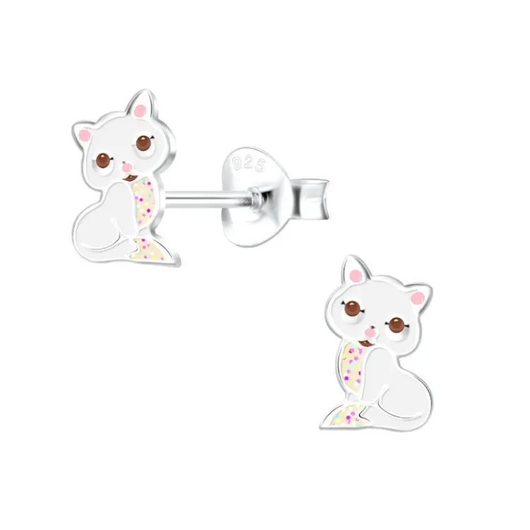 katter barnörhängen i silver - Little Ones