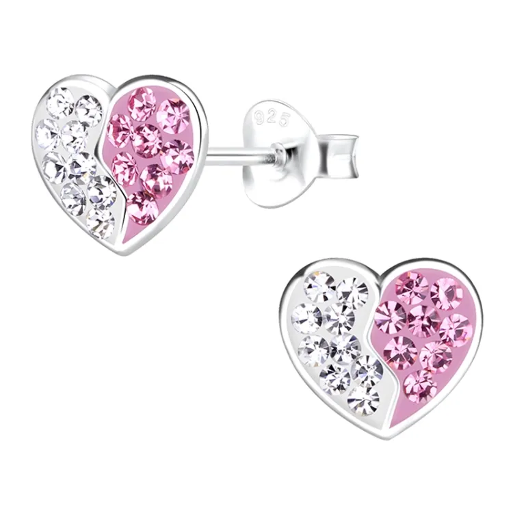 hjärta rosa barnörhängen i silver - Little Ones