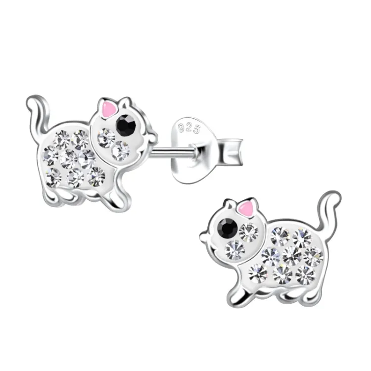 katter barnörhängen i silver - Little Ones