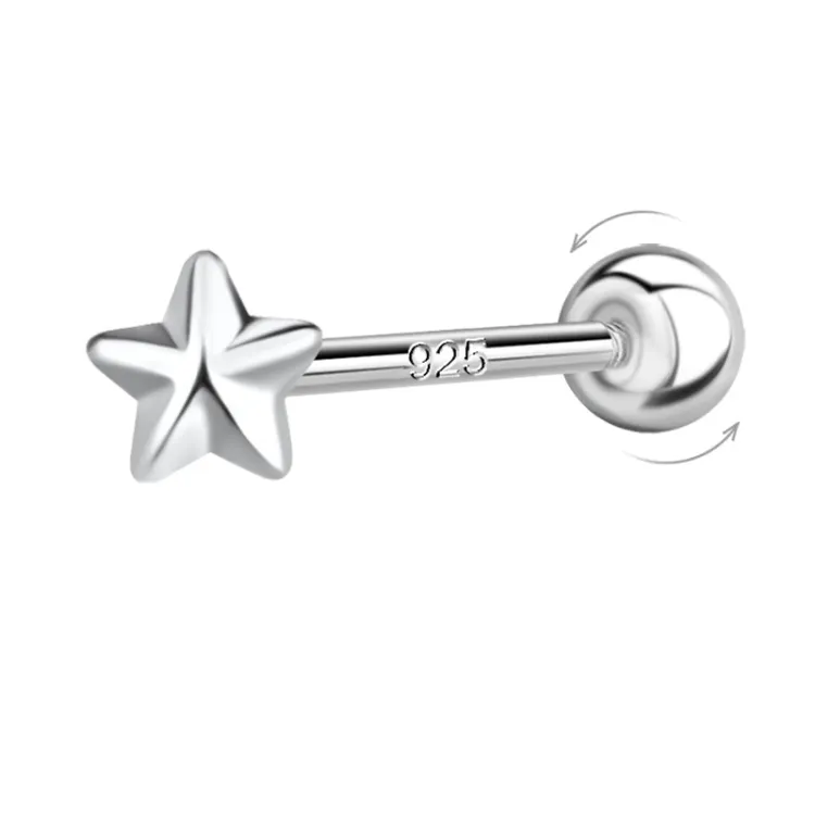 stjärna helix piercing i silver