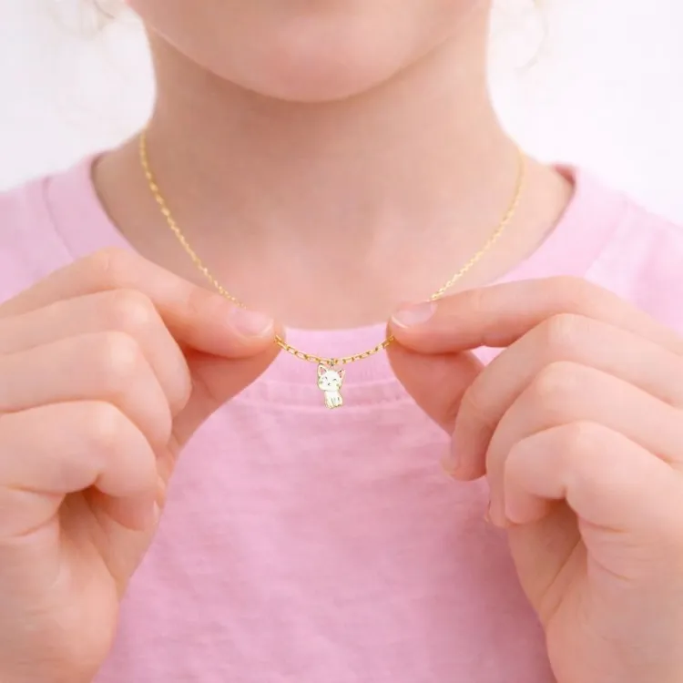 katt halsband i förgyllt silver - Little Ones