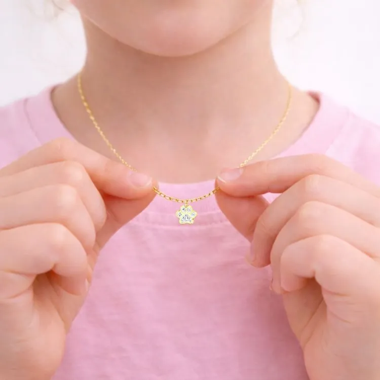 tass vit halsband i förgyllt silver - Little Ones