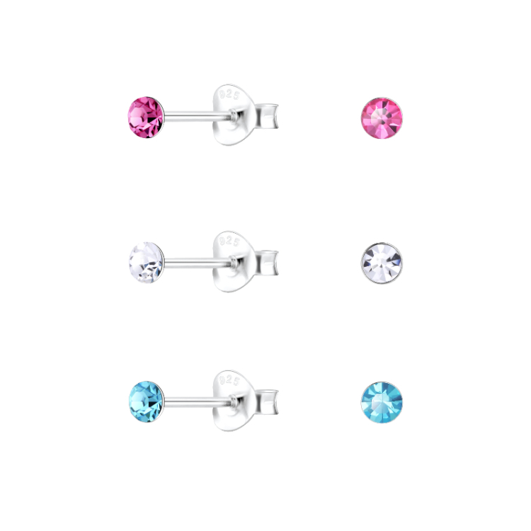 multifärgat örhängestift i silver - Little Ones