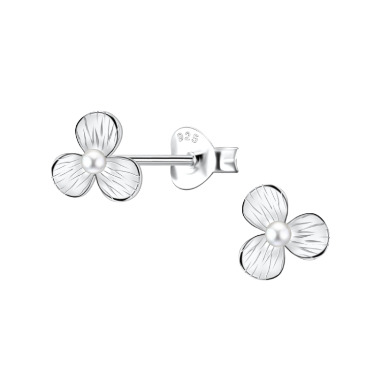 7 mm blommor örhängen i silver