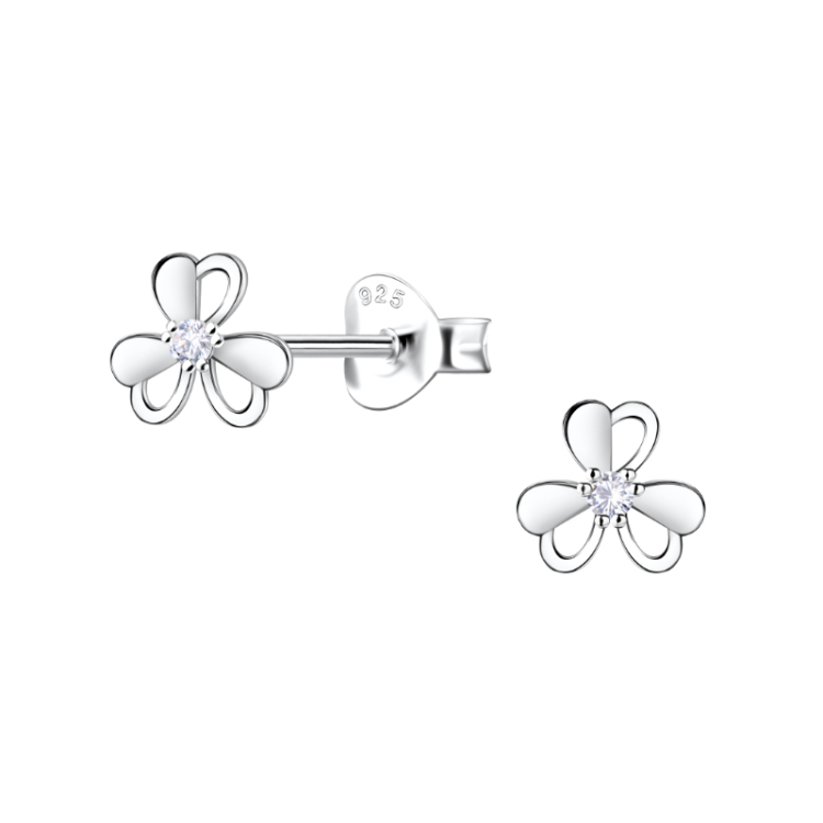 blommor zirkon örhängen i silver