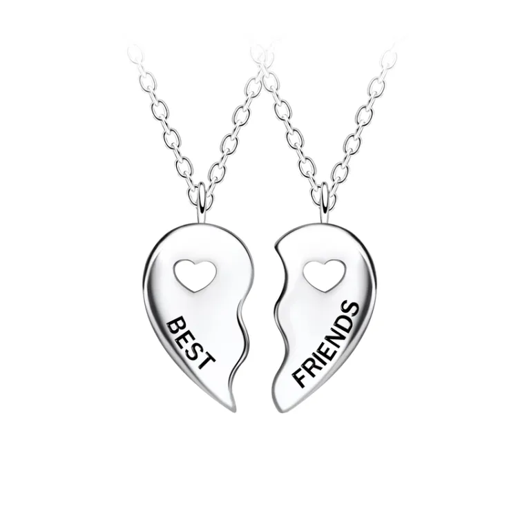 Best friends hjärta set med 2 halsband i silver - Little Ones