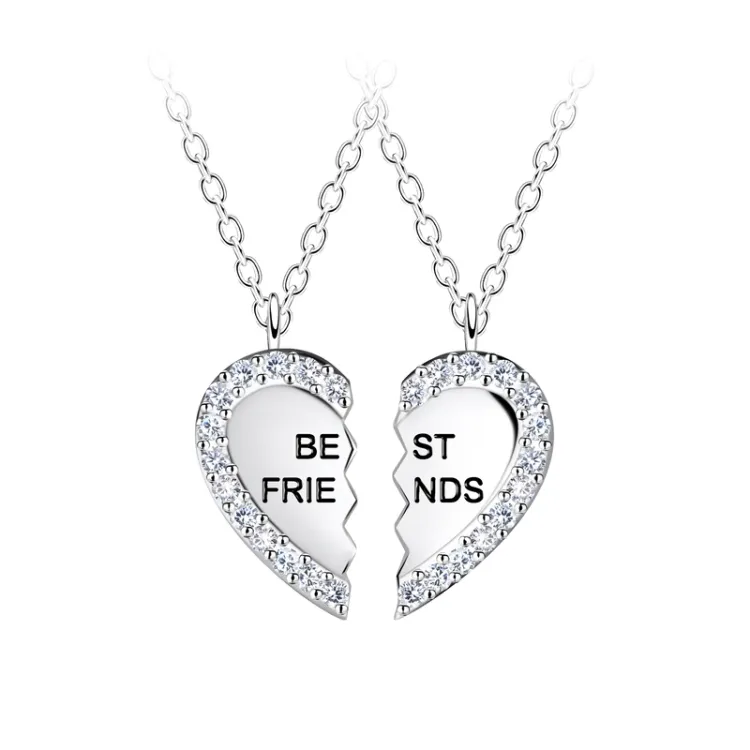 Best friends hjärta set med 2 halsband i silver - Little Ones