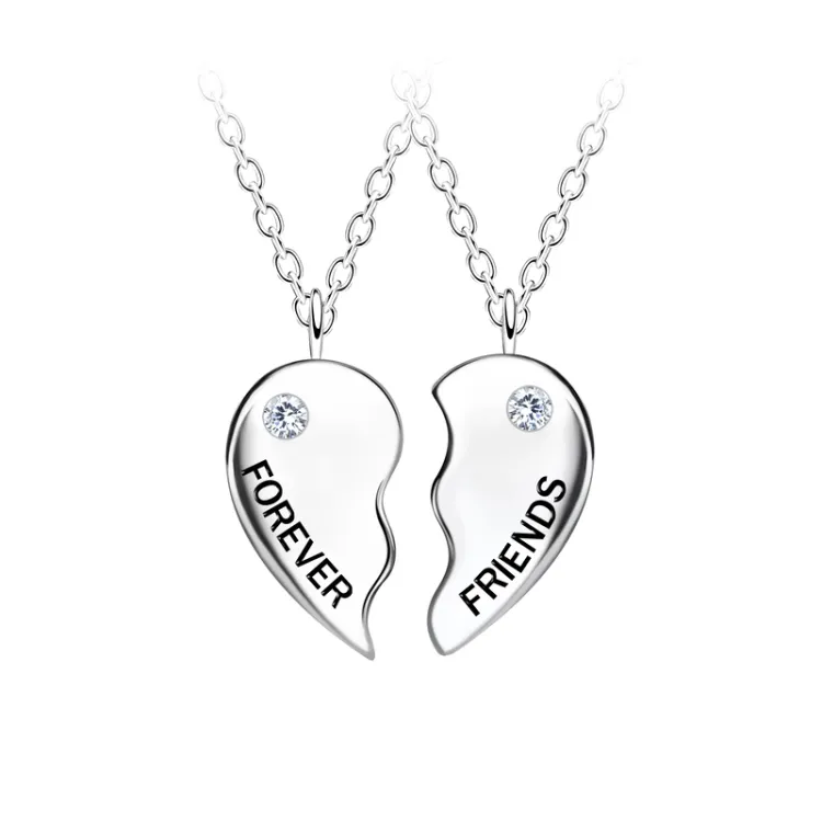 Best friends hjärta set med 2 halsband i silver - Little Ones