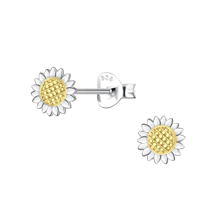 blommor örhängen i silver med förgyllt silver - Little Ones