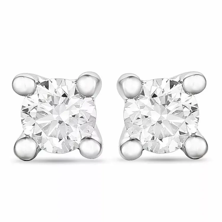 2 x 0,05 ct solitäreörhängestift i 14 karat vitguld med diamant 