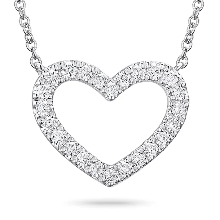 hjärta diamant halsband i 14  carat vitguld 0,20 ct