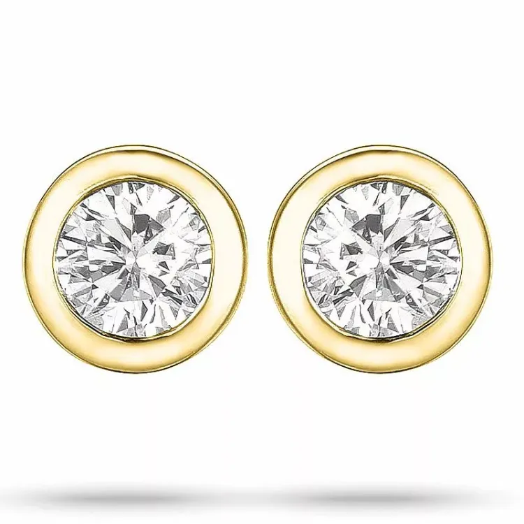 diamant solitäreörhängestift i 14 karat guld med diamant 