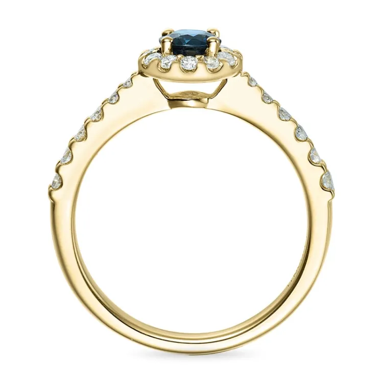 rund safir rosettring i 14  karat guld 0,31 ct 0,45 ct