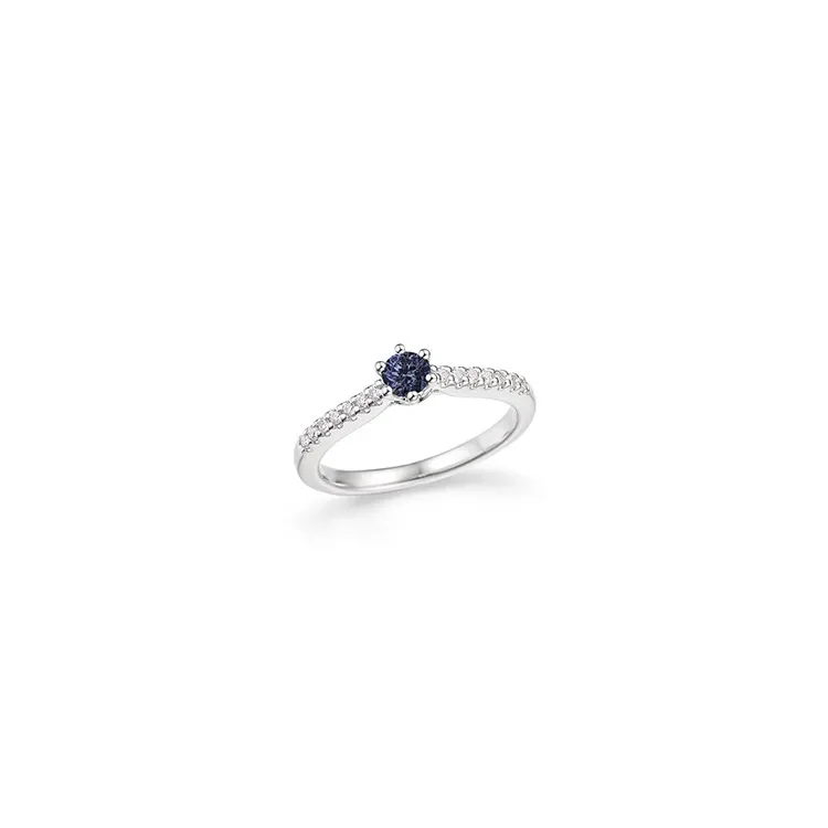 blå safir ring i 14 karat vitguld 0,14 ct
