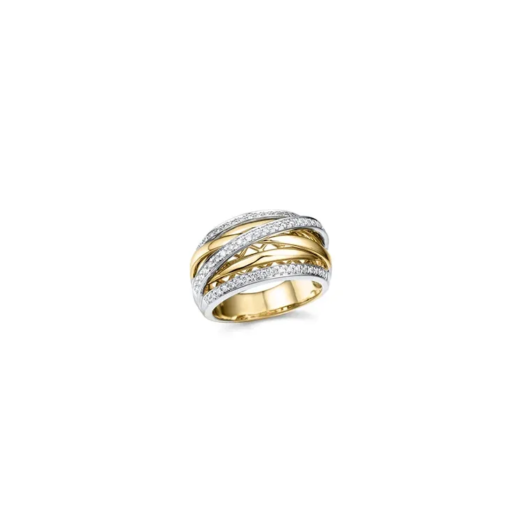 bred diamantring i 14 karat guld- och vitguld 0,35 ct