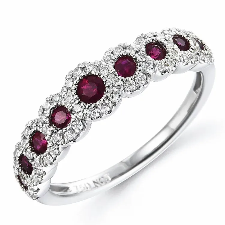 rubin diamantring i 14 karat vitguld 0,46 ct 0,23 ct