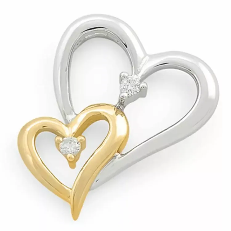 hjärta diamantberlocker i 14 carat guld- och vitguld 0,04 ct