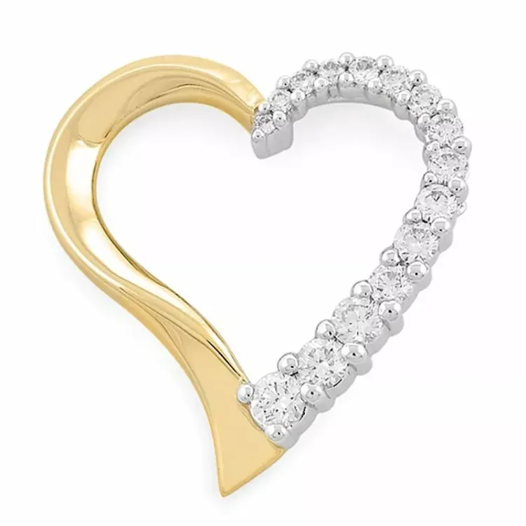 stort hjärta diamantberlocker i 14  carat guld- och vitguld 0,37 ct